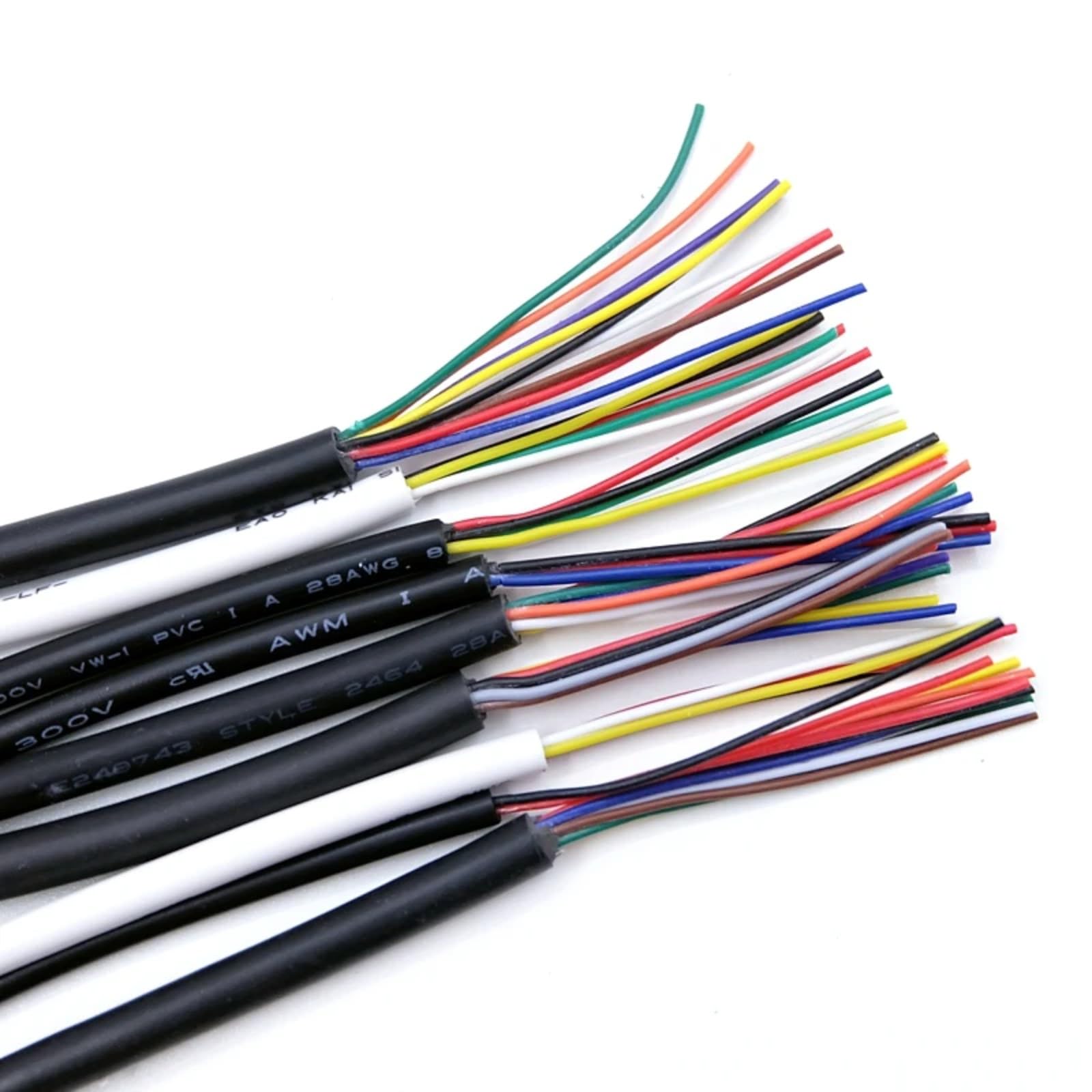 5M Przewód miedziany z dopasowaniem 30AWG-14AWG czarno-biały 2 3 4 5 6 7 8 10 rdzeni miękki UL2464(Black 30AWG; 5 m; 3Cores)
