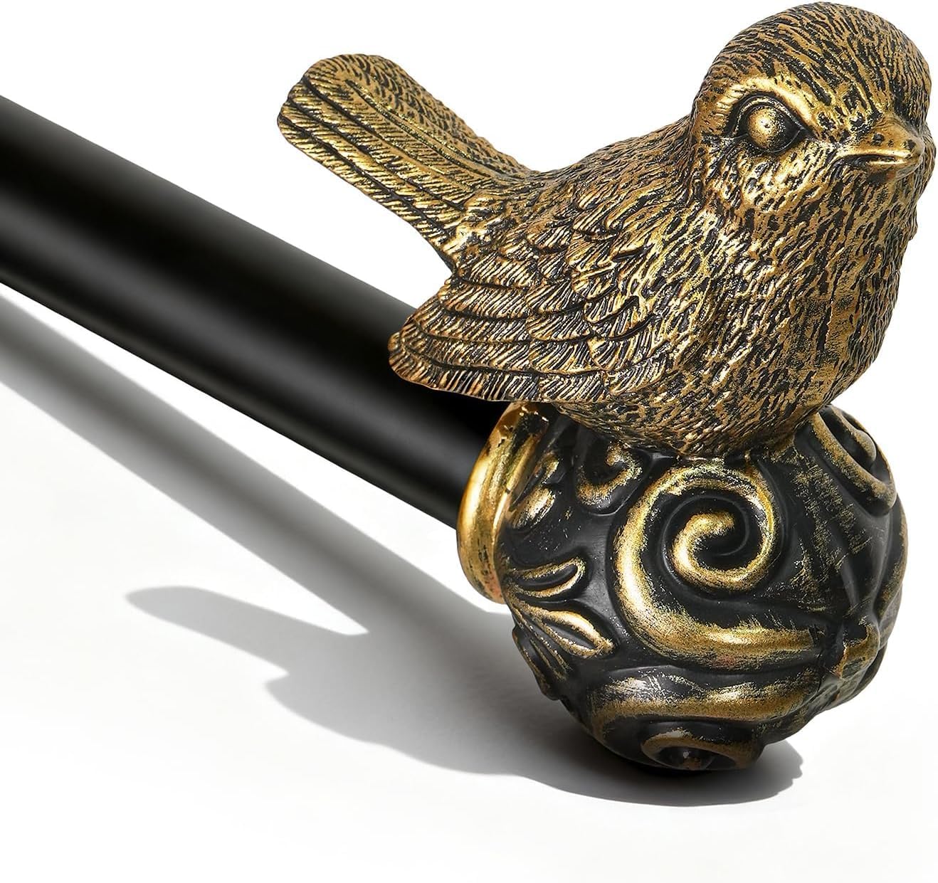 Tringle à Rideau Noir 80-365cm,Embouts Décoratifs En Forme D'Oiseau | DiamèTre 25mm,Extensible MéTal Renforcé,Fixation Murale,Avec Supports,Adapté Pour IntéRieure,Salon,Chambre Et FenêTres.