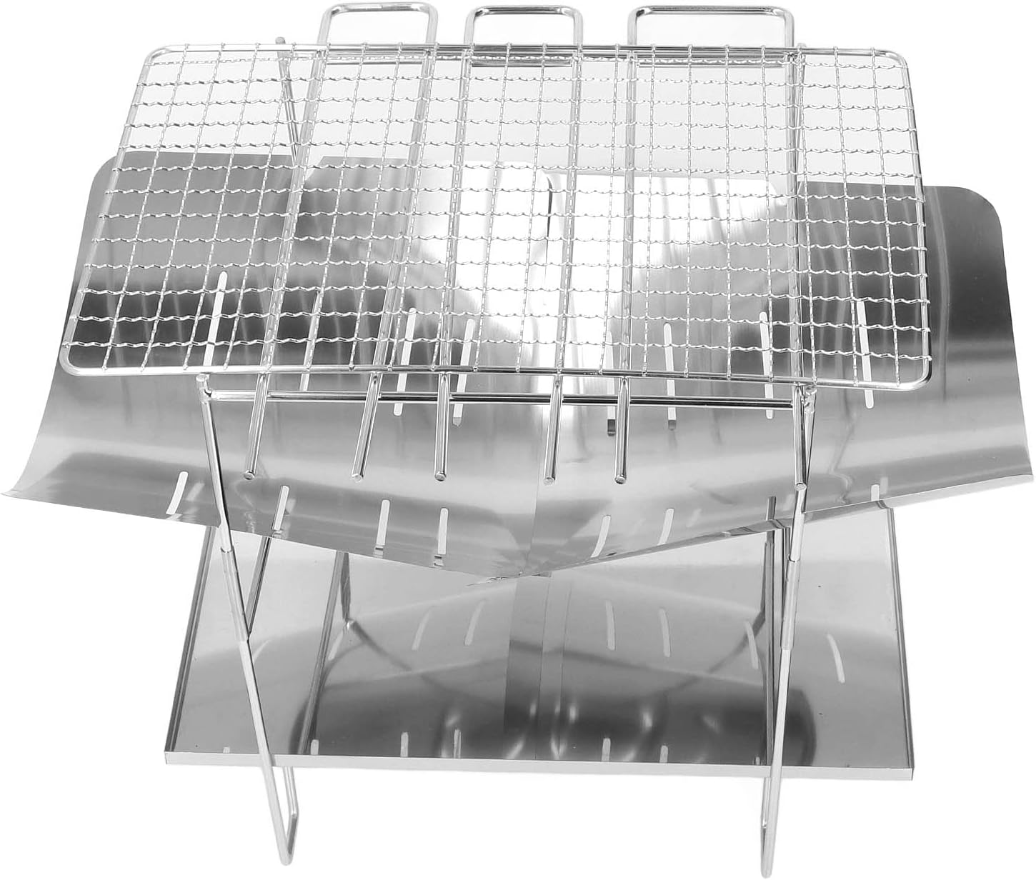 Camping Grills, Stainless Steel Portable Foldable Campfire Charcoal BBQ