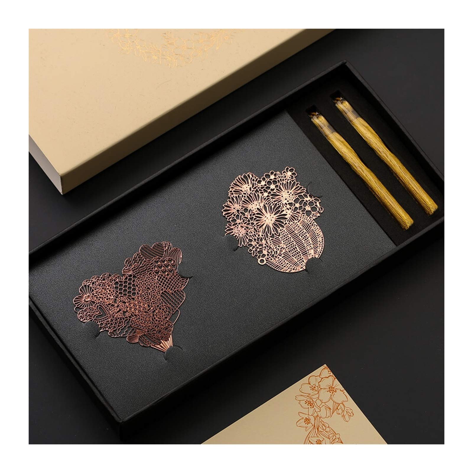 Lesezeichen Lesezeichen Chinesischer Stil Retro Hohlkreative Lesezeichen Rose Gold Überzogene Messing-Seitenmarkierung, Abschluss/Geburtstag Geschenkbox Buch Markierungen