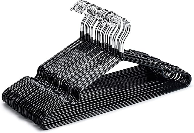HOUSE DAY Metal Hangers 40 Pack Hangers For Clothes Coat Hangers Adult Black Hangers Wire Hangers Clothing Hangers Non Slip Hangers Coated Metal Hangers Heavy Duty Space Saving Rubber Hangers 16"