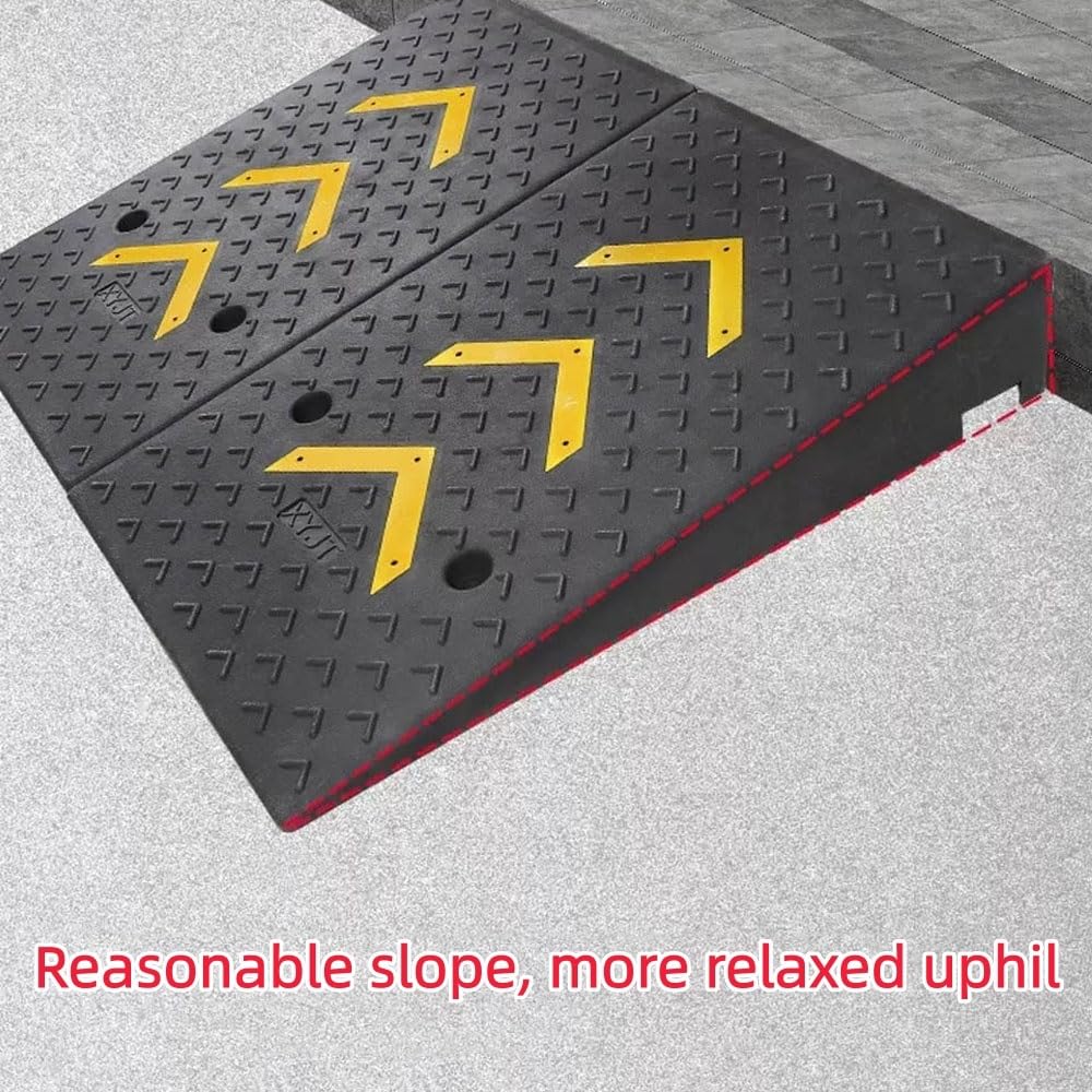 Rampes De Bordure en Caoutchouc, Rampes De Seuil pour Fauteuil Roulant, Rampe De Trottoir 10-25cm Hauteur, Rampe De Chargement Antidérapante(50 * 100 * 24cm)