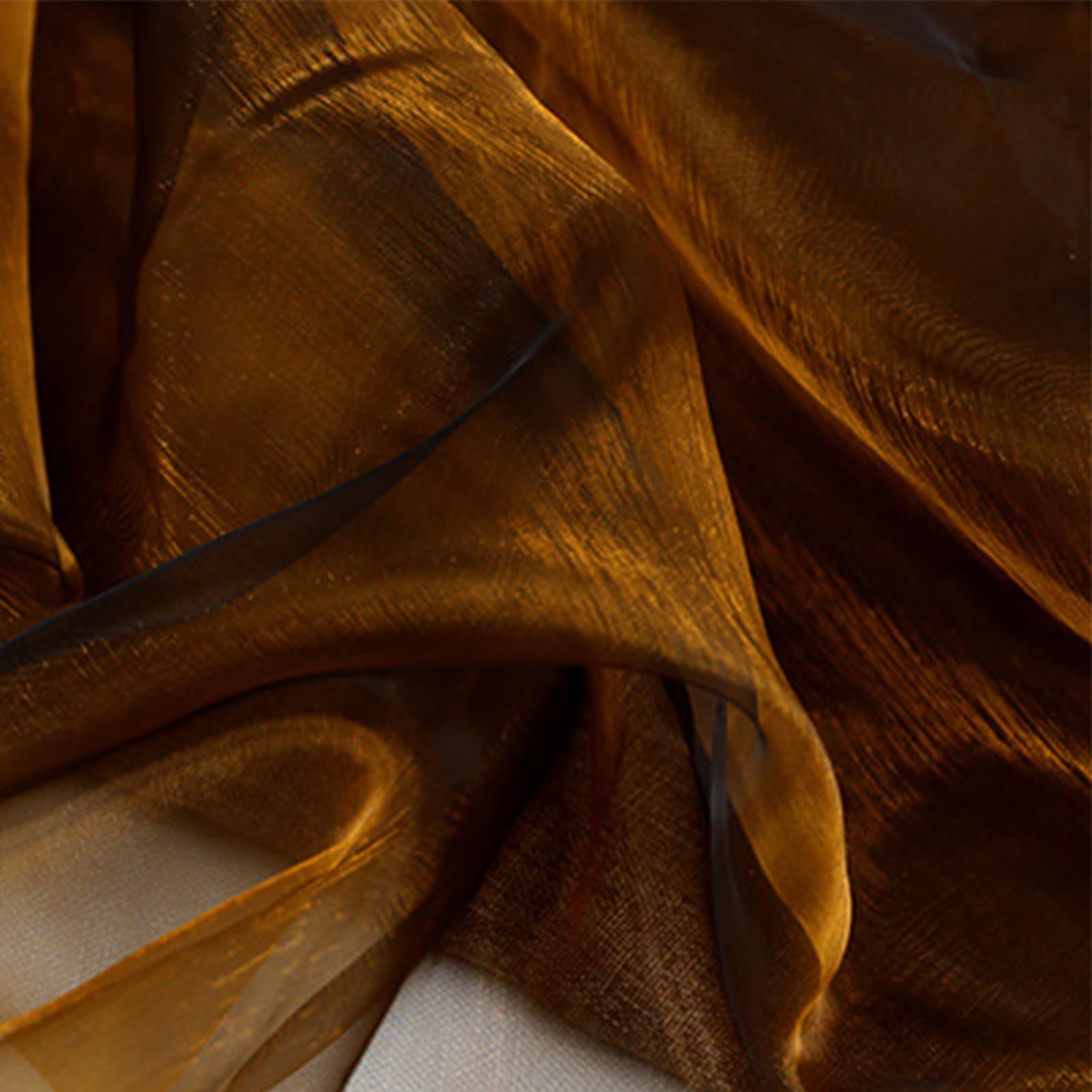Iridescent Sheer Organza Fabric, 1.5m*1m Gradient Holographic Gauze Fabric for Costume Crafts Party Decorations, Dark Gold