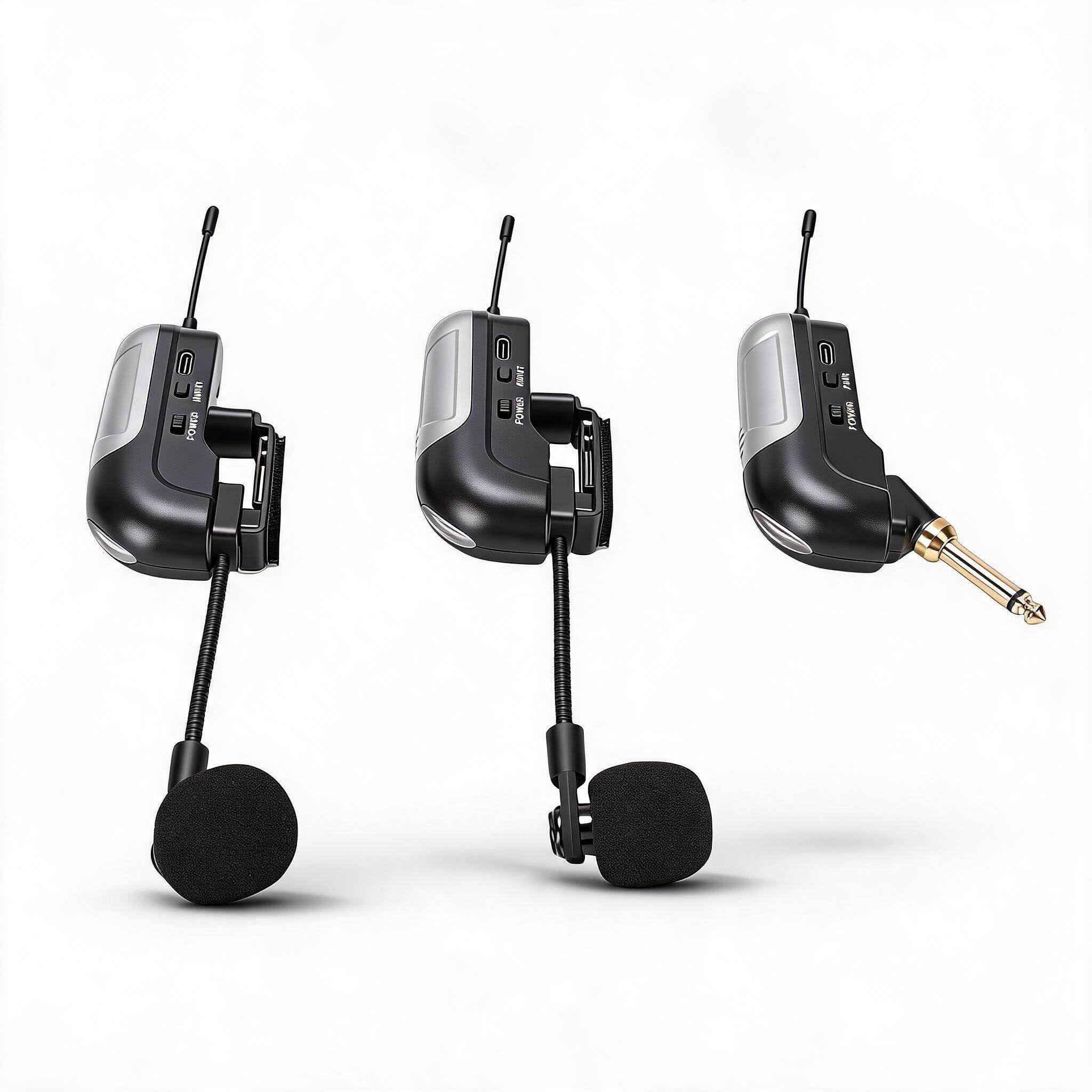 Dpofirs Doppio Microfono per Fisarmonica Wireless UHF, Microfono Pickup per Strumenti Professionali con Pickup a 360 Gradi e Lungo Raggio di 30 Metri, per Esibizioni Dal e Uso Sul Palco