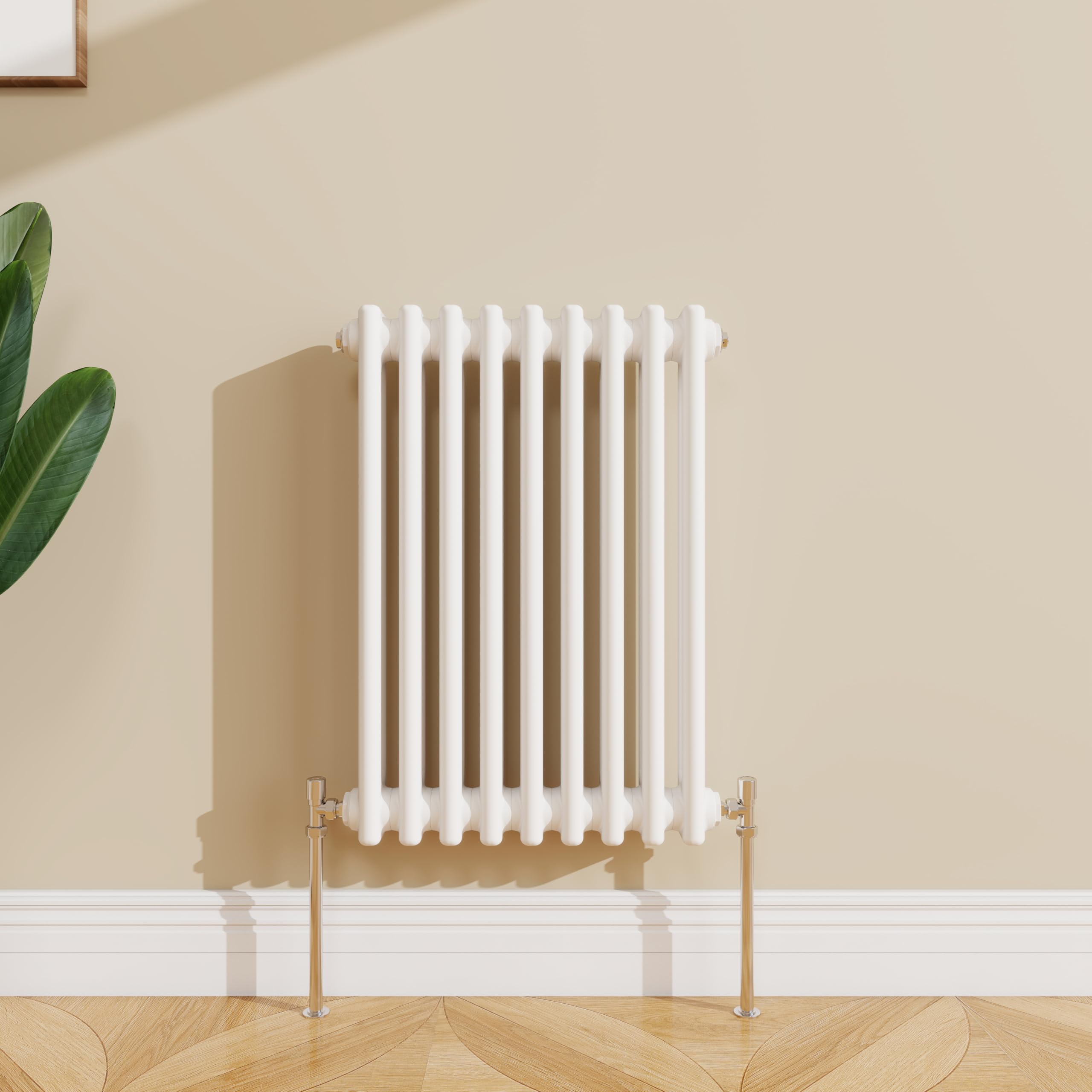 SLINE SANITARY 600x425mm Cast Iron Style Traditional 2 Column Horizontal White Central Heating Radiator