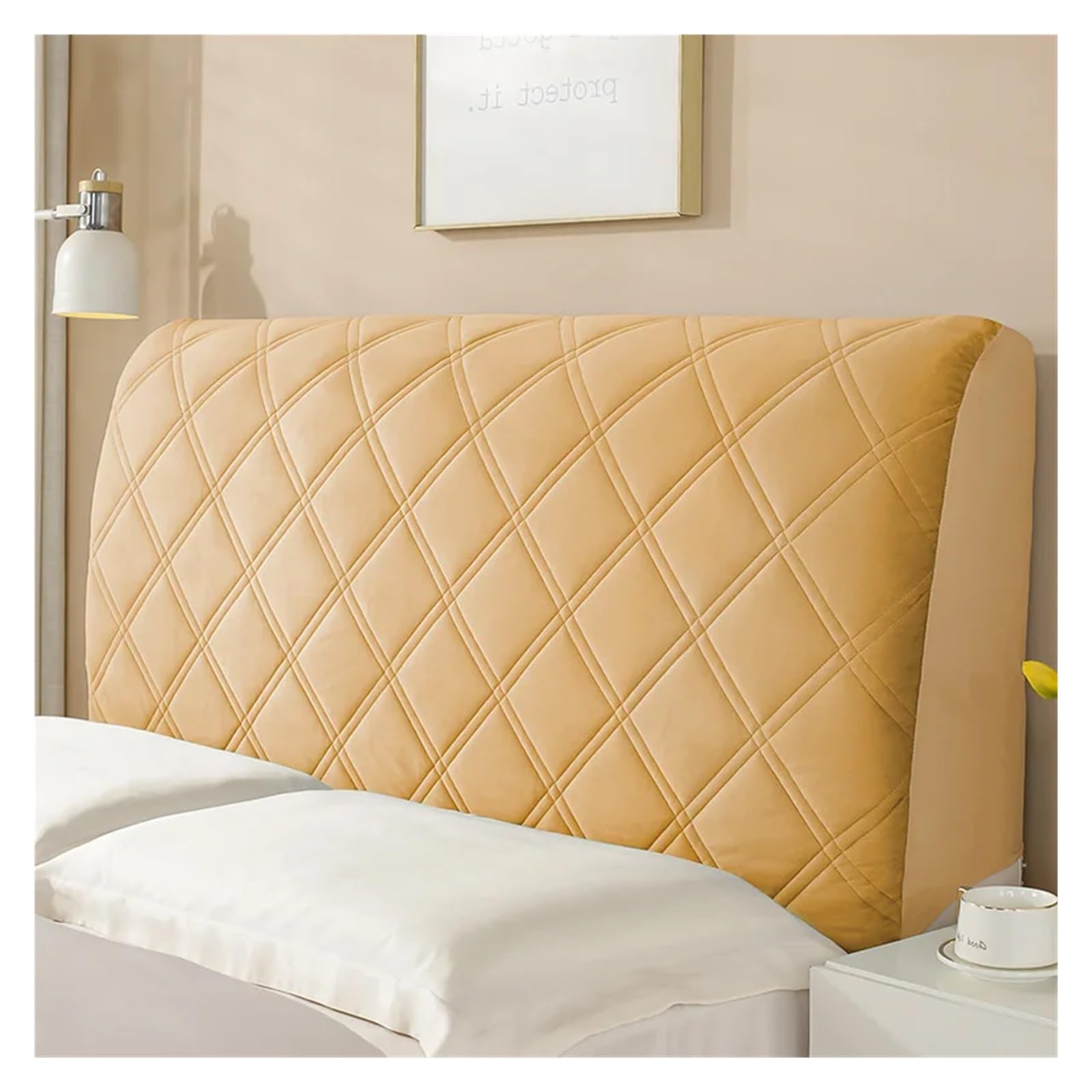 Ayztantine Bed Headboard Cover Bed Head Cover Velvet Thick Bedhead Covers Bed Head Protection Headboard Cover Bedroom Removable Bedside Cover(Color 1,W210 x H70cm)