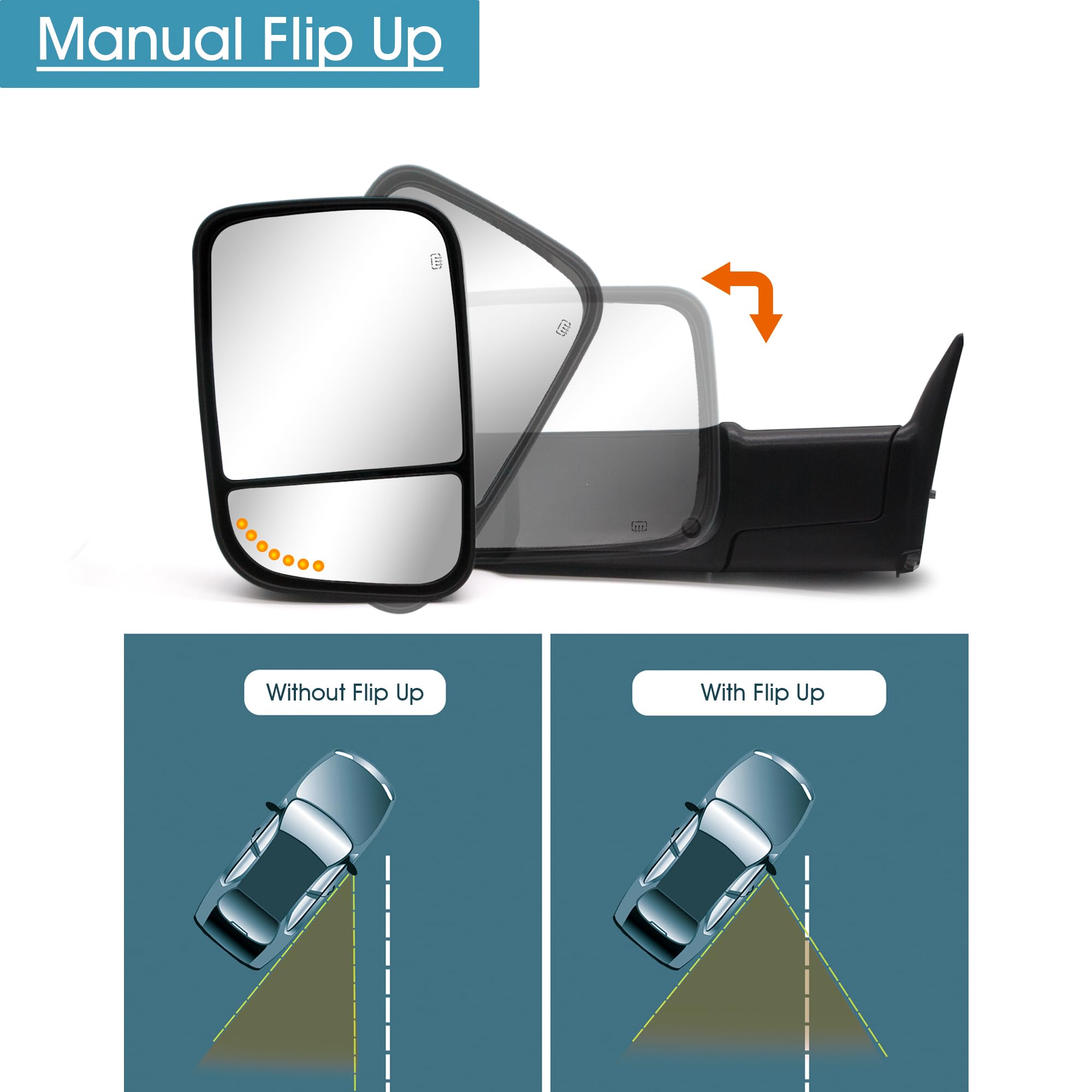 Pair Tow Mirrors For 1998-01 Dodge Ram 1500 1998-02 Ram 2500 / 3500 Power Heated - Foto 2