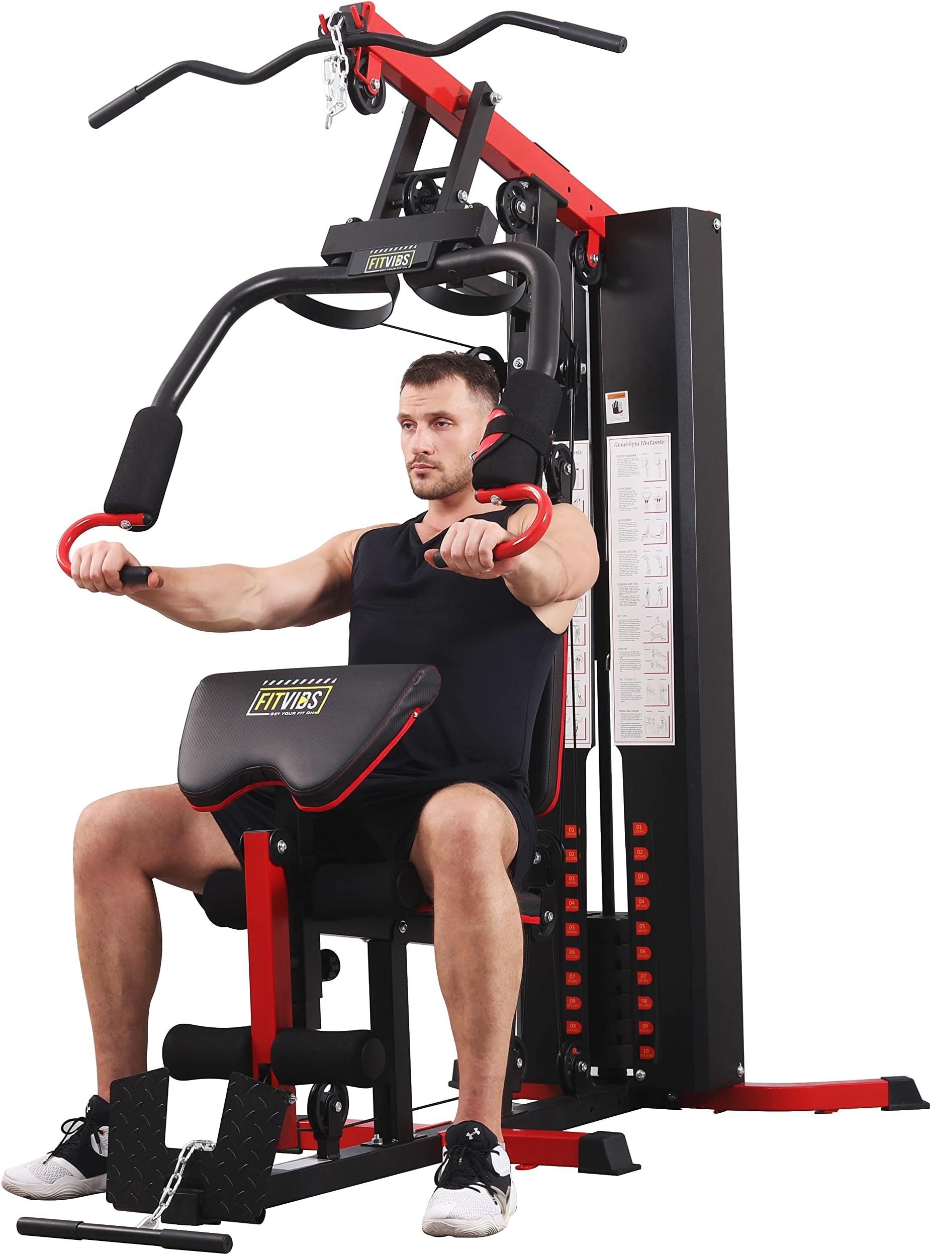 Multifunctional Home Gym System Workout Station with Leg Extension and Preacher Curl, 122.5LB Weight Stack, Multiple Models