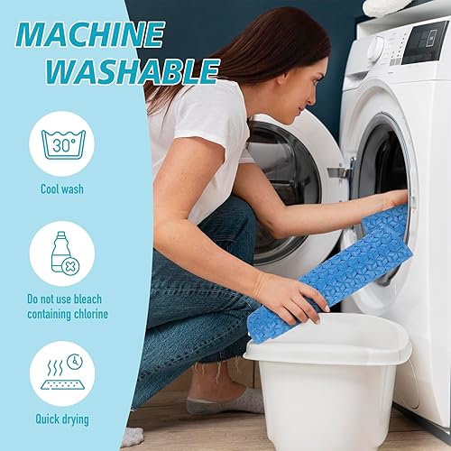 Miniatura 5 de Tapete antideslizante para bañera con ventosas, sin olor, material de goma extra suave con orificios de drenaje, lavable a máquina para niños y