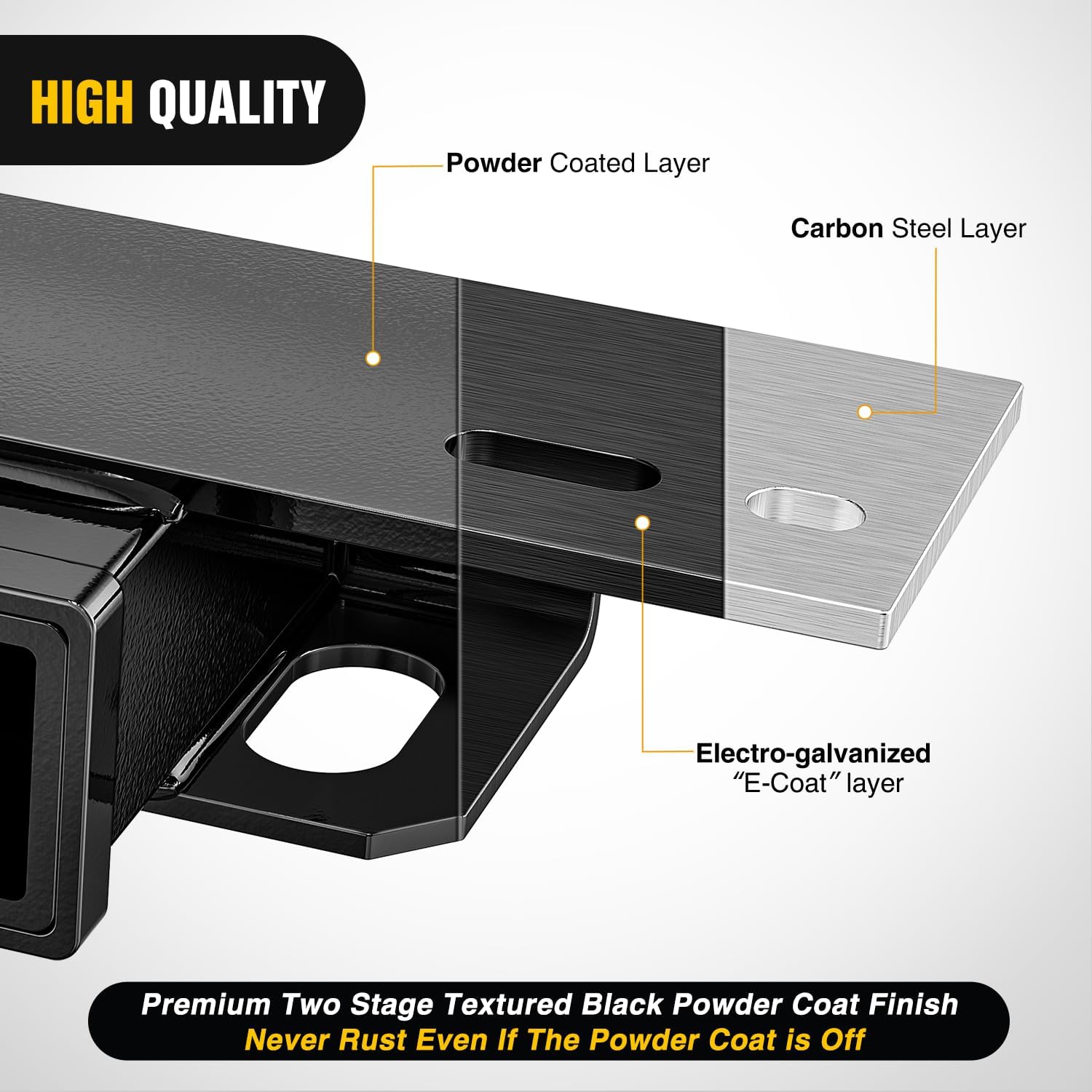 Nilight Step Hitch Bumper Mount 2 Inch Receiver Bolt-On Bike Hitch Receiver Tube Trailer Truck RV Cargo Receiver Hitch 5000 Lbs Powder Coated