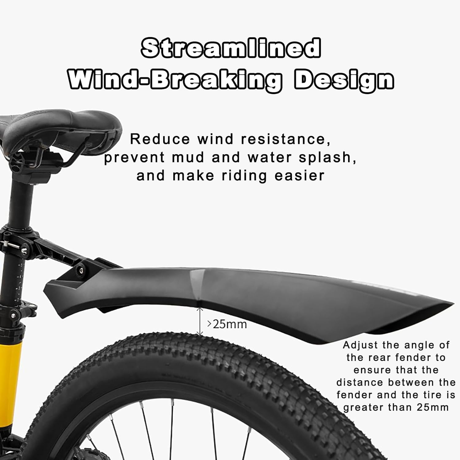 Bike Fender for Diamondback Bicycles Haanjenn Tero Bicycles Haanjo 2, Adjustable Bike Mudguard, Bike Front Rear Fenders, Splash Resistant Bicycle Fender Easy Installation Bicycle Mudflaps