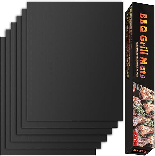 SZAIENXIL Juego de 6 alfombrillas de parrilla de 15.75 x 13 pulgadas, antiadherentes para parrilla al aire libre, láminas de teflón reutilizables