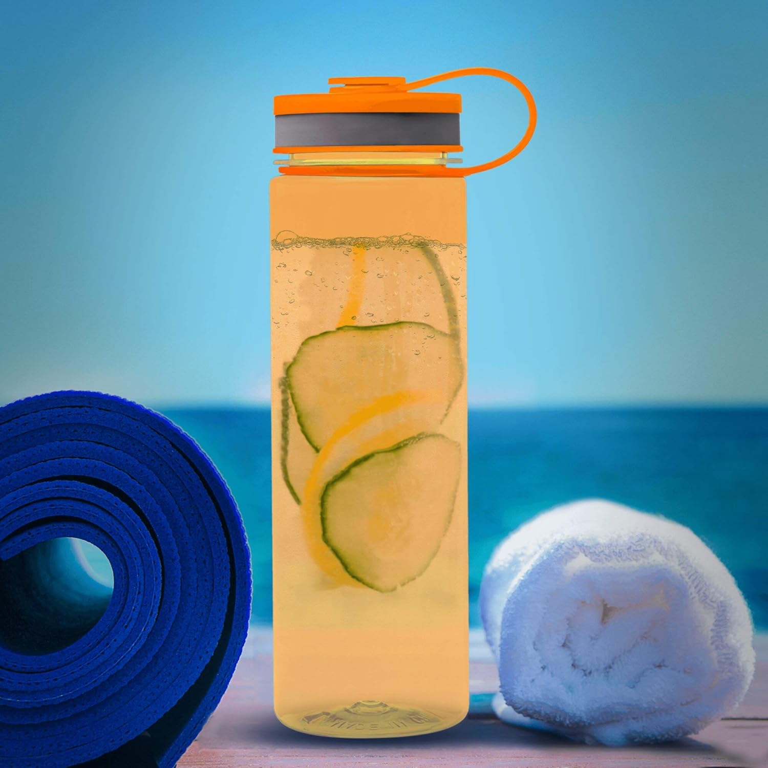 DISCOUNT PROMOS Wide Mouth Water Bottles 26 oz. Set of 10, Bulk Pack - BPA Free, Great for Gym, Camping, Backpacking, School - Orange