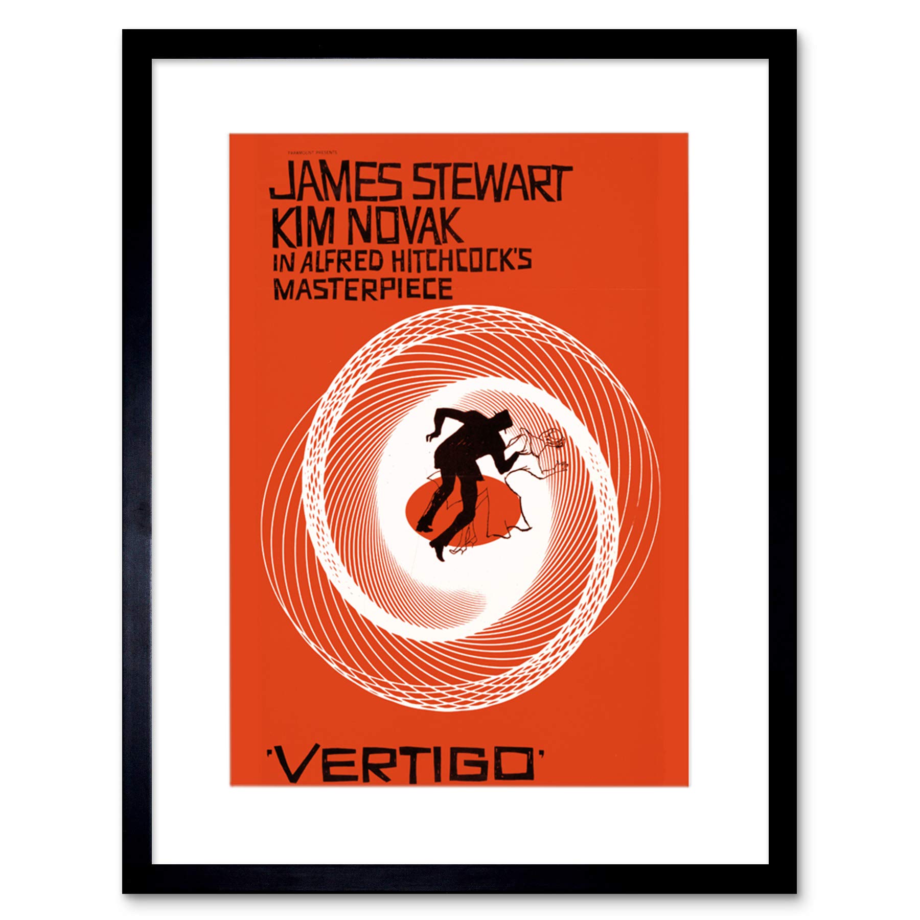 Wee Blue Coo ADVERT MOVIE FILM STEWART HITCHCOCK VERTIGO BLACK FRAMED ART PRINT B12X6490