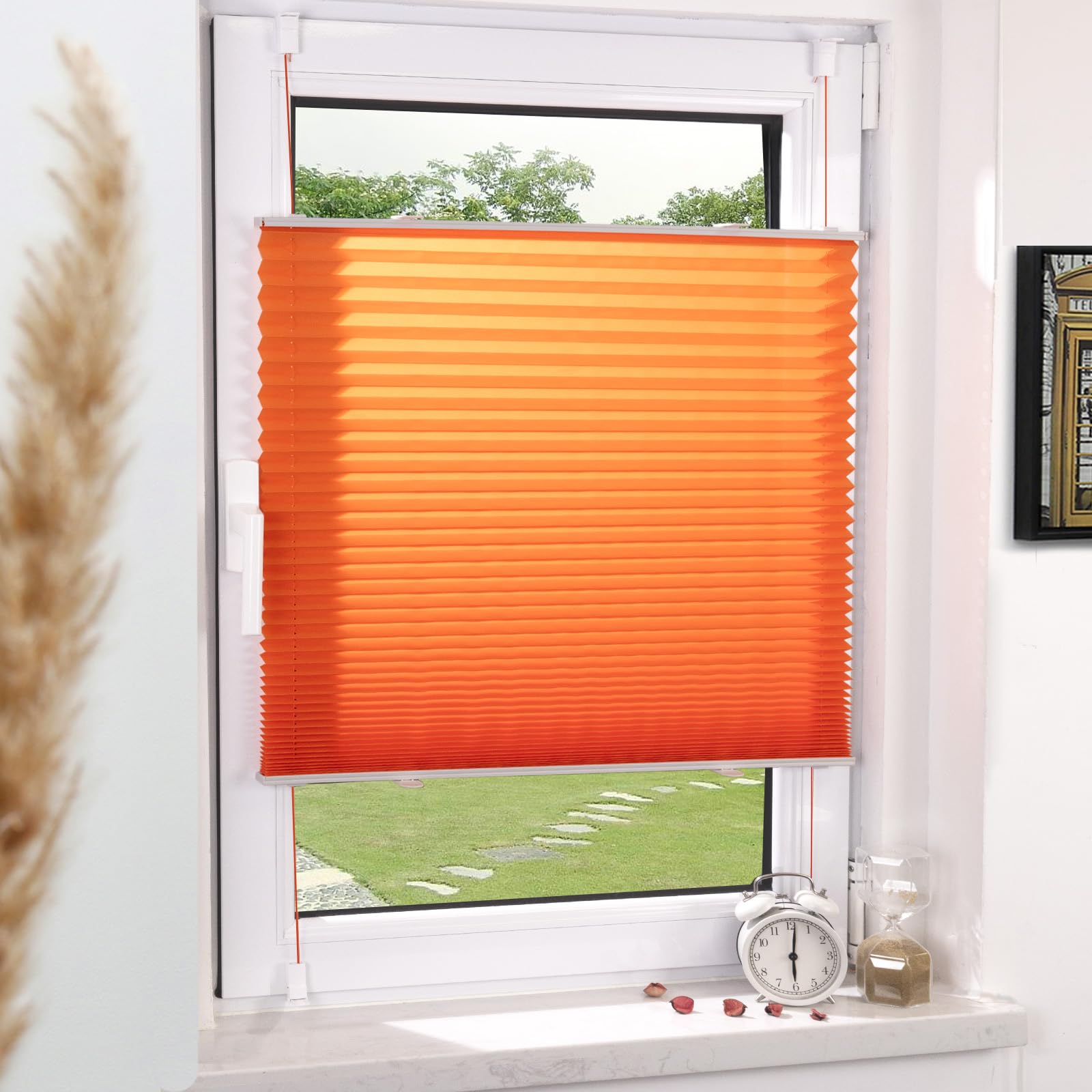 Plissee ohne Bohren Klemmfix Plissees lichtdurchlässig Blickdicht Jalousien ohne Bohren Fensterrollo Sonnenschutz Sichtschutz Easyfix Rollos für Fenster