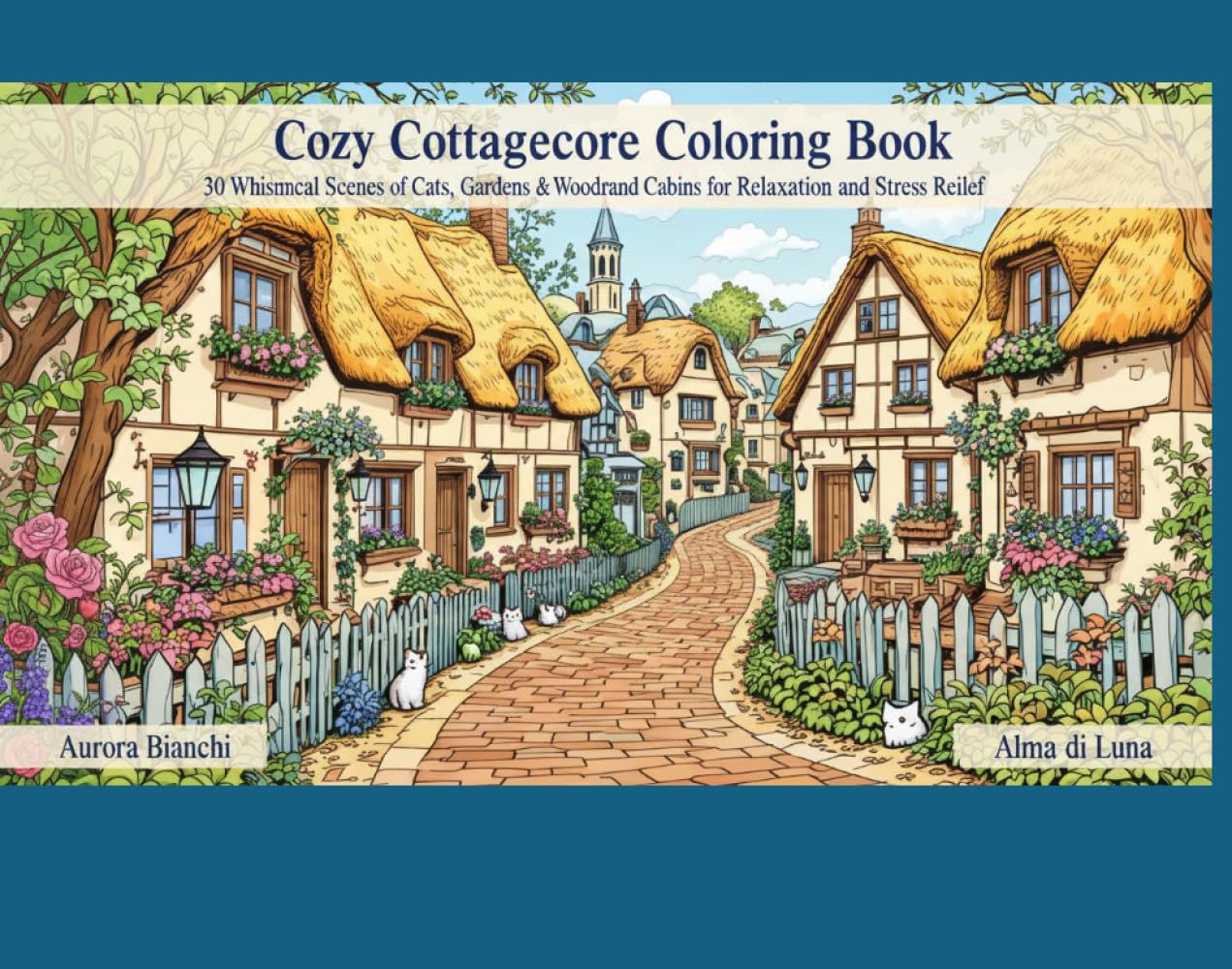 Cozy Cottagecore Coloring Book: 30 Whimsical Scenes of Cats, Gardens & Woodland Cabins