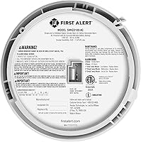Vista 5 de First Alert SMICO100-AC Interconnect Hardwire - Alarma combinada de humo y monóxido de carbono con batería de respaldo, paquete de 1