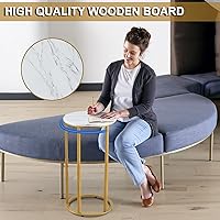 Vista 3 de Serteaw Mesa auxiliar en forma de C, mesa auxiliar resistente para sofá, mesita de noche, espacio pequeño, bandeja para TV, soporte para tocadiscos