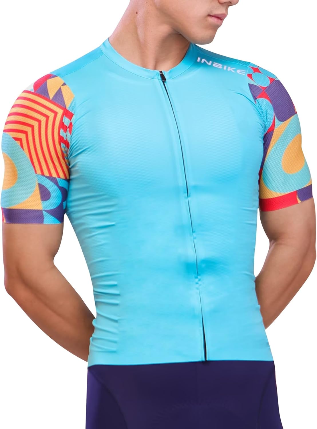 INBIKE Men Cycling Jersey Breathable Bike Jersey Moisture Wicking Quick Dry Biking Shirt with 3 Rear Pockets Bicycle Jersey
