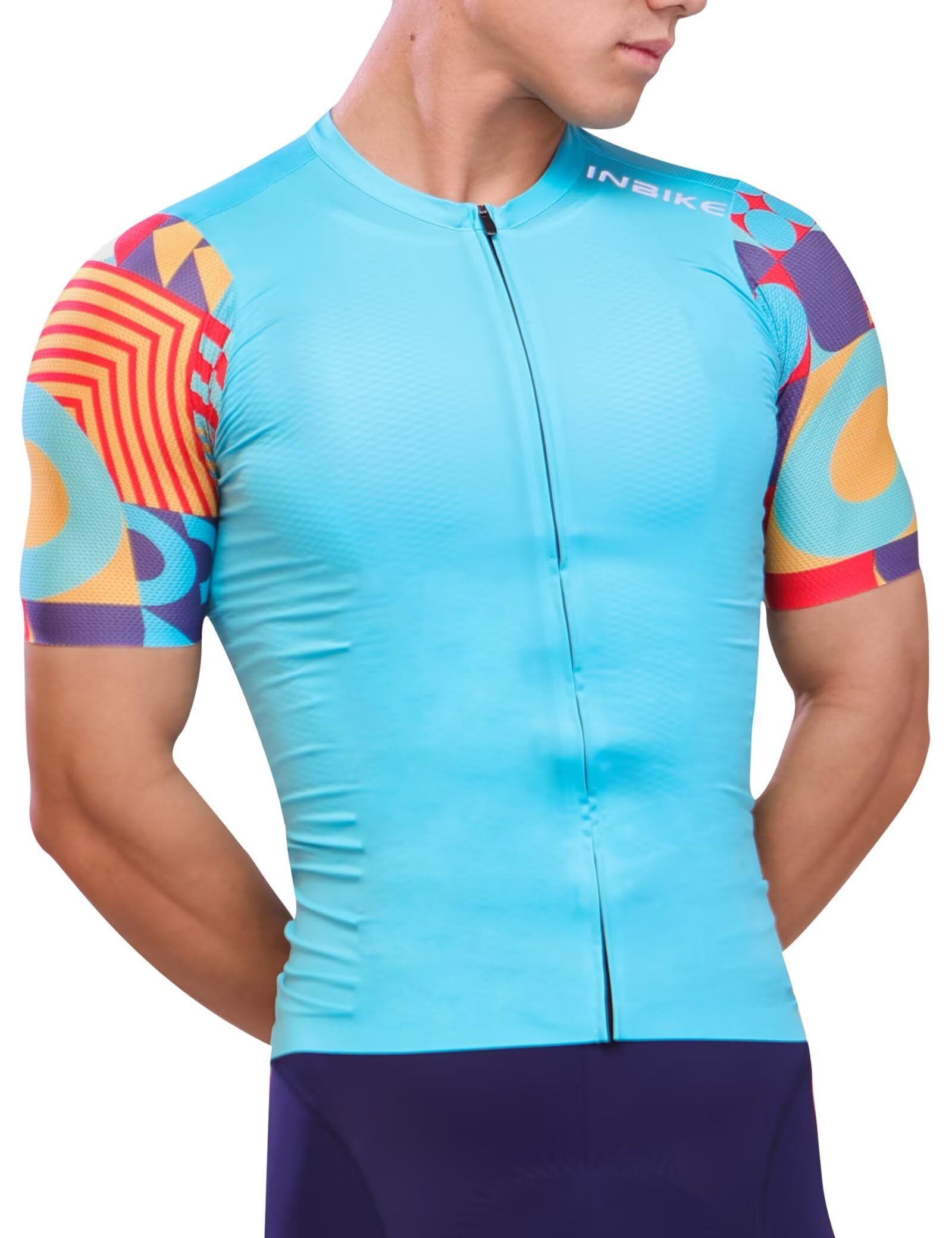 INBIKE Men Cycling Jersey Breathable Bike Jersey Moisture Wicking Quick Dry Biking Shirt with 3 Rear Pockets Bicycle Jersey