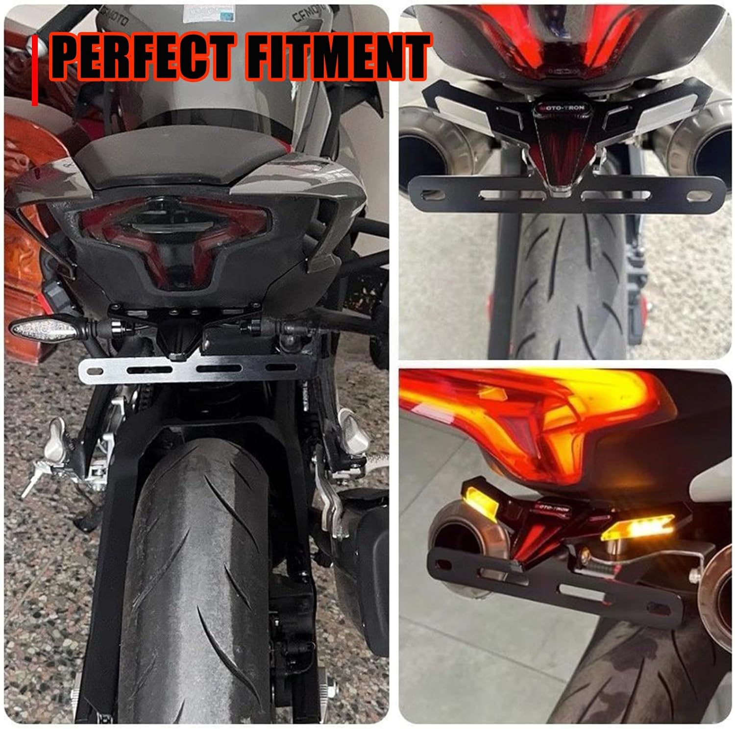 Adjustable Tidy Tail Fender Eliminator License Plate Compatible with CFMOTO 450SS/450NK 2023 2024 2025,Stainless Steel,Laser Cutting,CFMOTO 450SS Accessories,CFMOTO 450NK Accessories