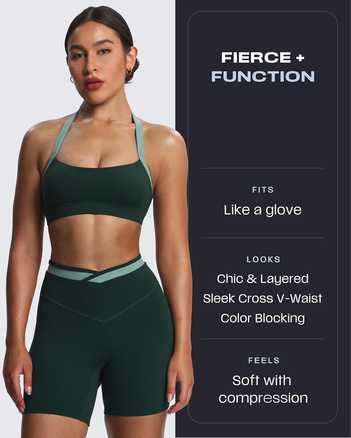 Aoxjox Velma Workout Biker Shorts for Women Color Block Cross-Waist High Waisted Exercise Gym Running Yoga Short 6" - Image 5