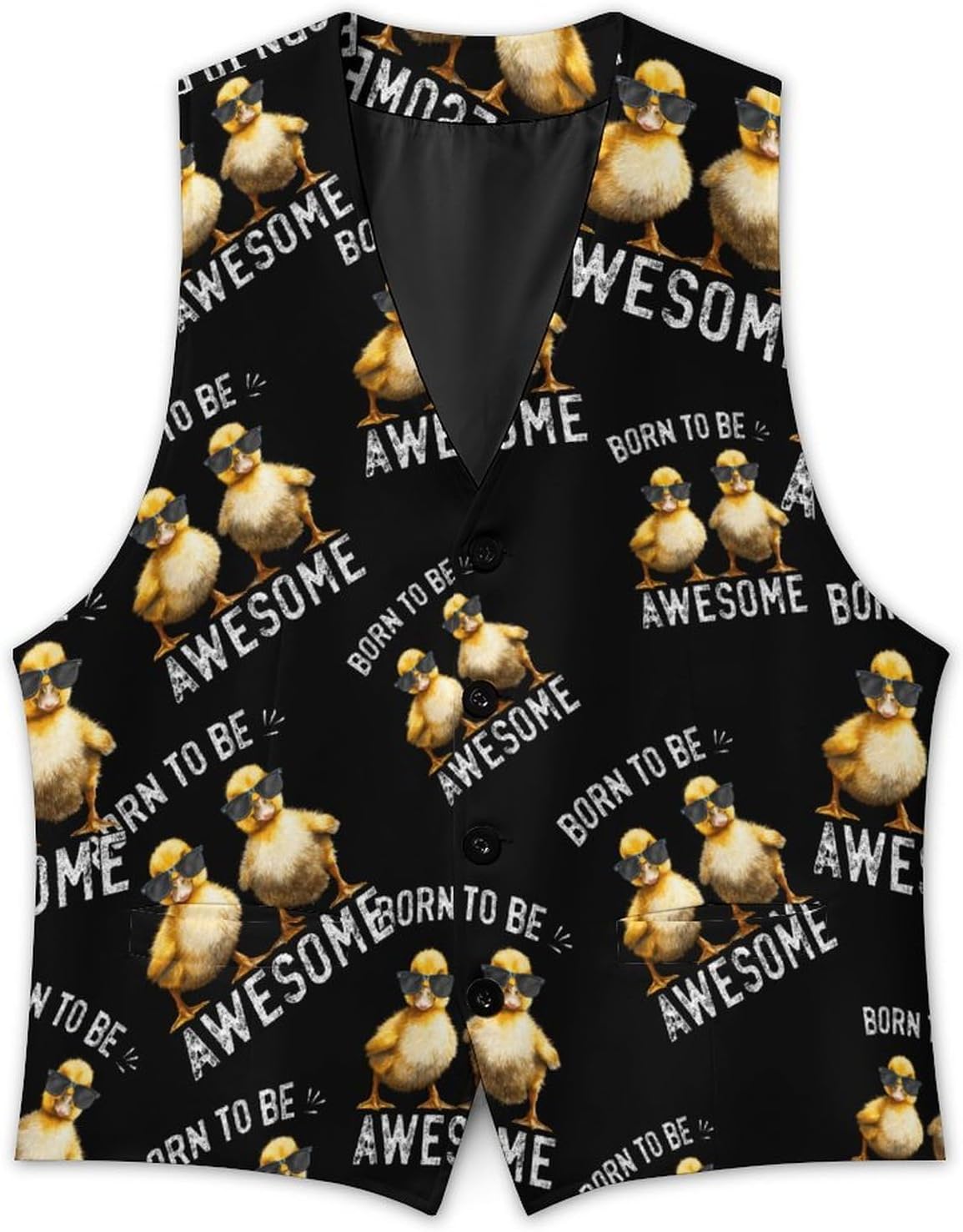 Born To Be Awesome Duck Men's Suit Vest Business Tuxedo Dress Vests Waistcoat Wedding Party