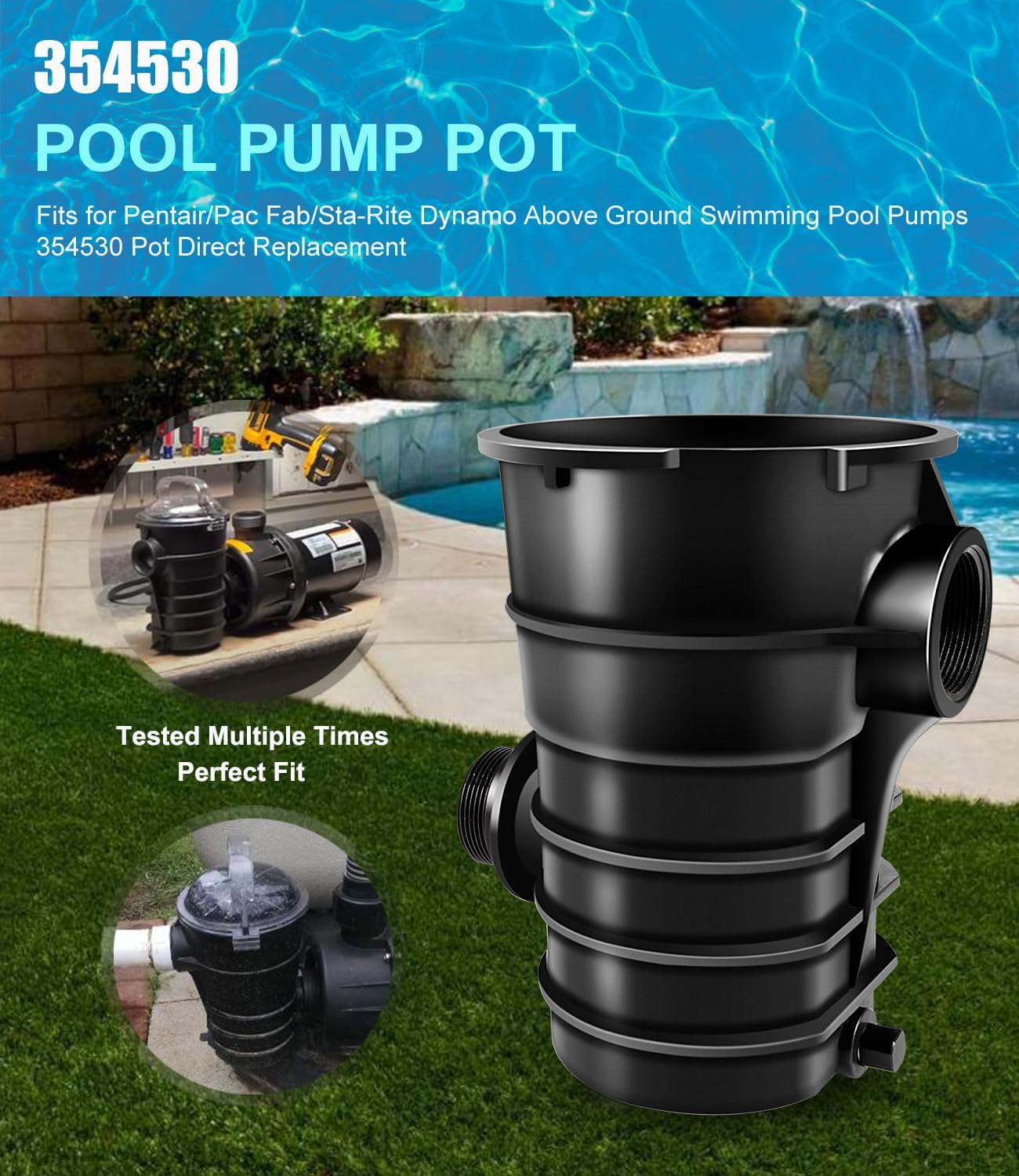 Yoursme 354530 Pot Direct Replacement for Pentair/Pac Fab/Sta-Rite Dynamo Above Ground Swimming Pool Pumps Strainer