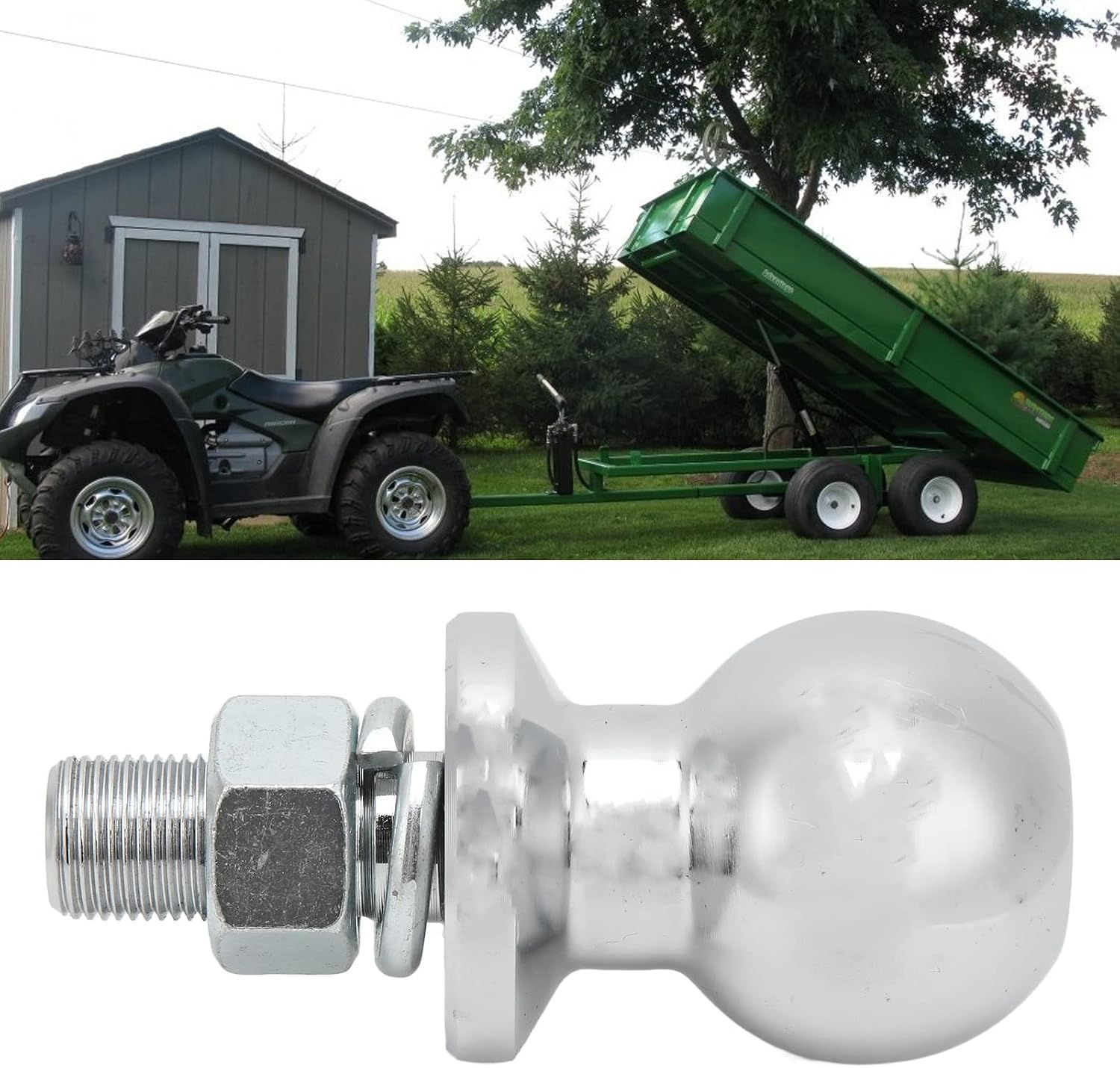 2in Trailer Hitch Ball with 3/4x1-3/4in Shank, Universal Chrome Plated Steel Tow Ball for Caravans and Trailers, 3500LBS Capacity