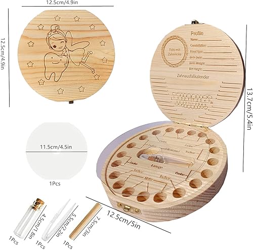 Miniatura 7 de Caja de recuerdo de dientes de bebé, caja de dientes de hadas, caja de dientes de madera, caja de almacenamiento de recuerdos de bebé, protector de