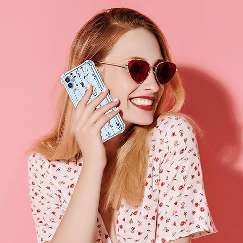 Miniatura 6 de Funda para Galaxy A04e, Samsung A04e 4G SM-A042F con protector de pantalla, funda transparente con patrones de jardín de flores, funda protectora