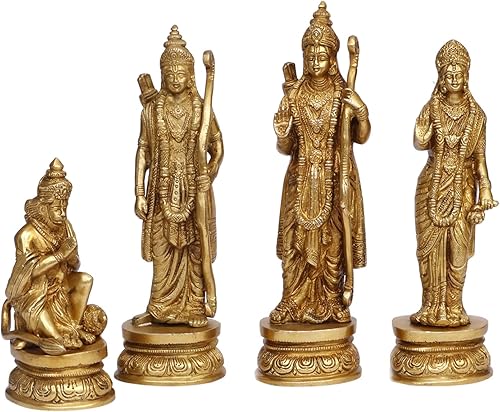 Miniatura 2 de ARTVARKO™ Estatua de latón Ram Darbar Shree Ram Ji Sita Laxman Hanuman Decoración de oficina en casa Puja Idol Murti para regalo del templo Mandir,