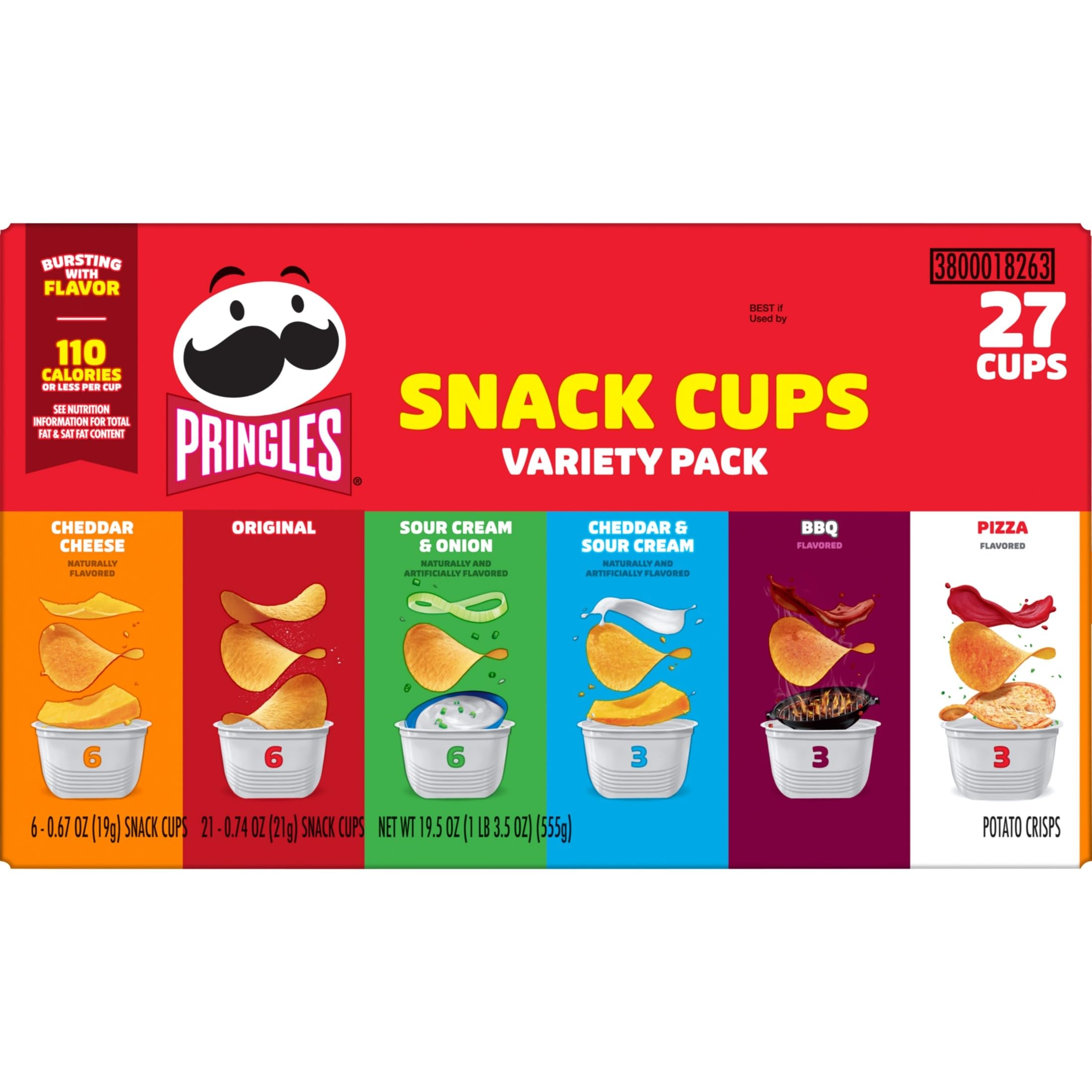 Pringles Pommes frites mit saurer Sahne und Zwiebeln, Cheddar-Käse, Barbecue, Pizza, Cheddar-Käse und Sauerrahm 19.5 Ounce