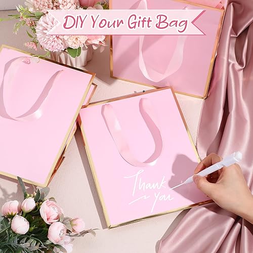 Miniatura 3 de Yeaqee Paquete de 24 bolsas de regalo de papel metálico con asa y papel de seda, bolsas de agradecimiento de 9 x 7 x 3.1 pulgadas para despedida de