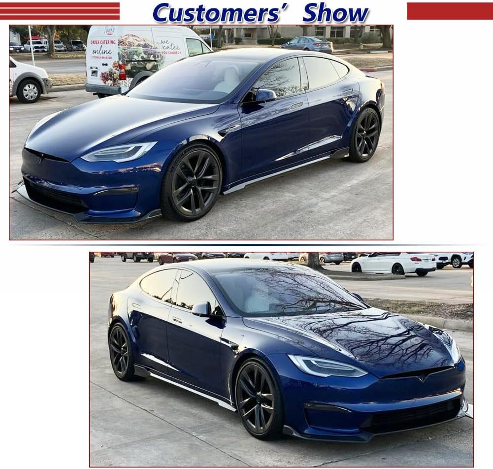 Model S Real Carbon Fiber Side Skirts for Tesla Model S Sedan 4 Door 2021-2023 Car Side Skirt Extension Rocker Panel Factory Outlet (A Style)