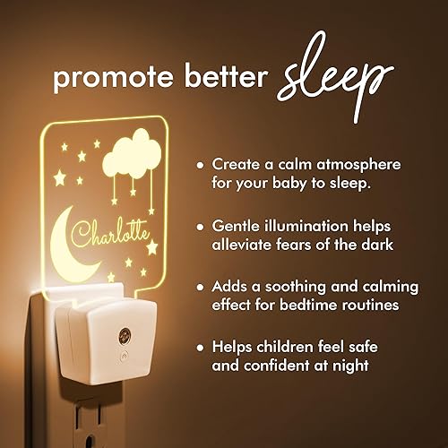 Miniatura 3 de Luces nocturnas personalizadas enchufables a la pared para dormitorio de niños con sensor de encendidoapagado automático, luz nocturna LED blanca
