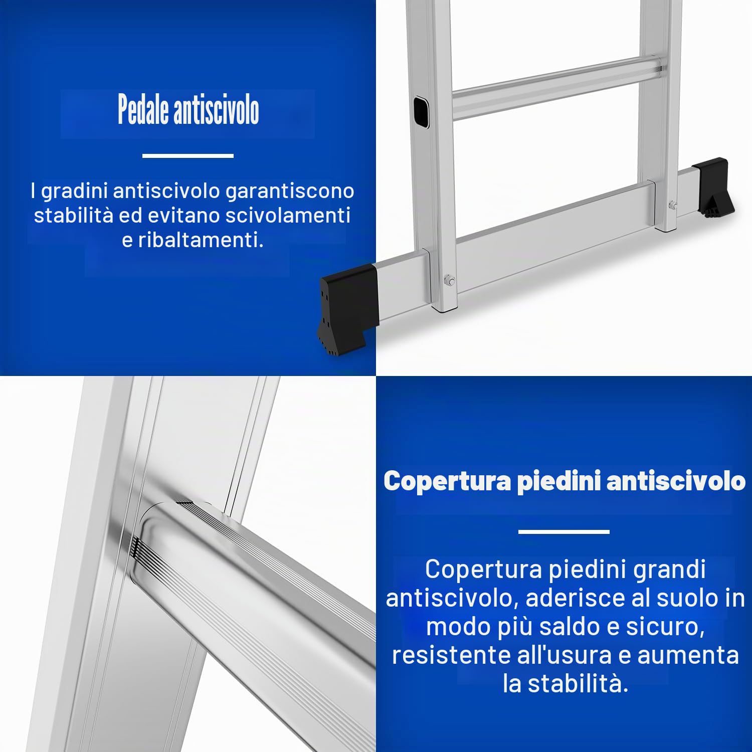 Scala multiuso in alluminio, 4 x 5, 582 cm, 7 in 1, pieghevole, per uso domestico