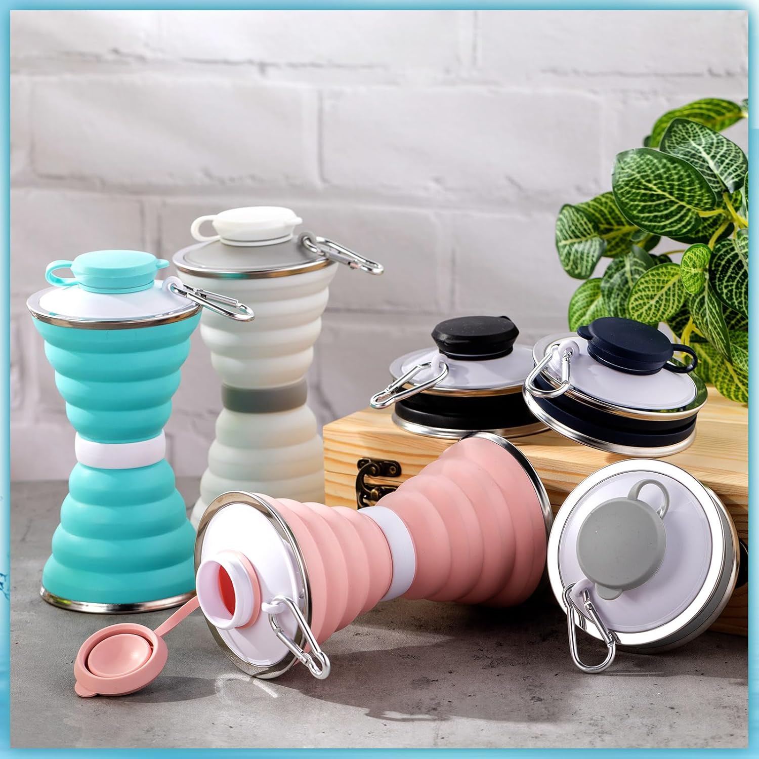 6 Pcs Collapsible Water Bottles 17 oz Silicone Foldable Water Bottles Portable Travel Water Bottle with Buckle for Camping Hiking Sports Outdoor Gym Summer (Bright Color)