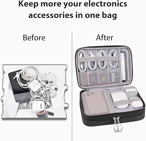 Miniatura 10 de DDgro Organizador de artículos electrónicos para mujer, bolsa de almacenamiento de viaje para cablescargadores y cablesdisco duroaccesorios