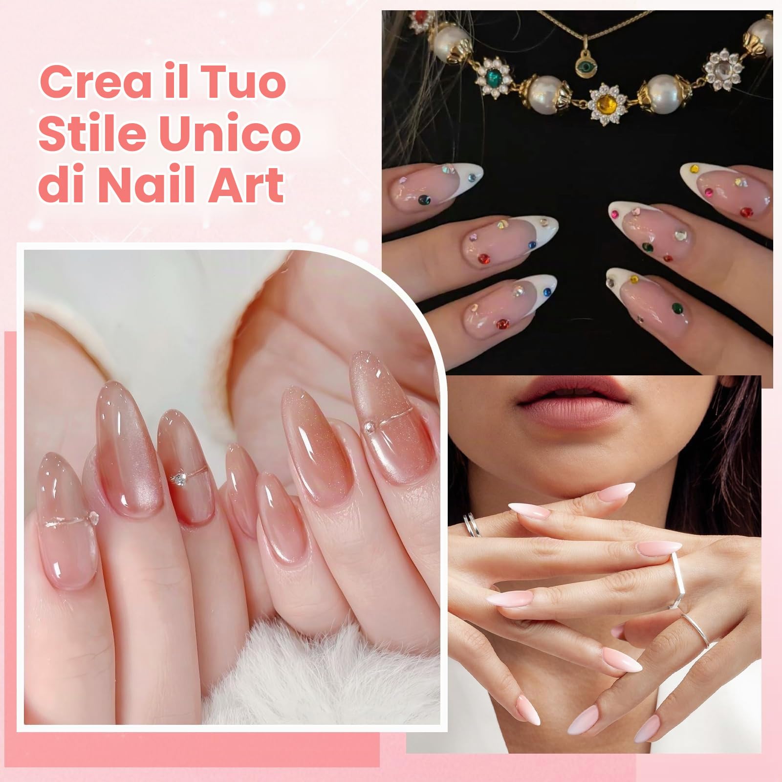 Deciniee Kit per unghie acriliche: set di polveri acriliche con lampada UV/trapano elettrico per unghie/false punte manicure set completo di strumenti in sacchetto regalo bianco