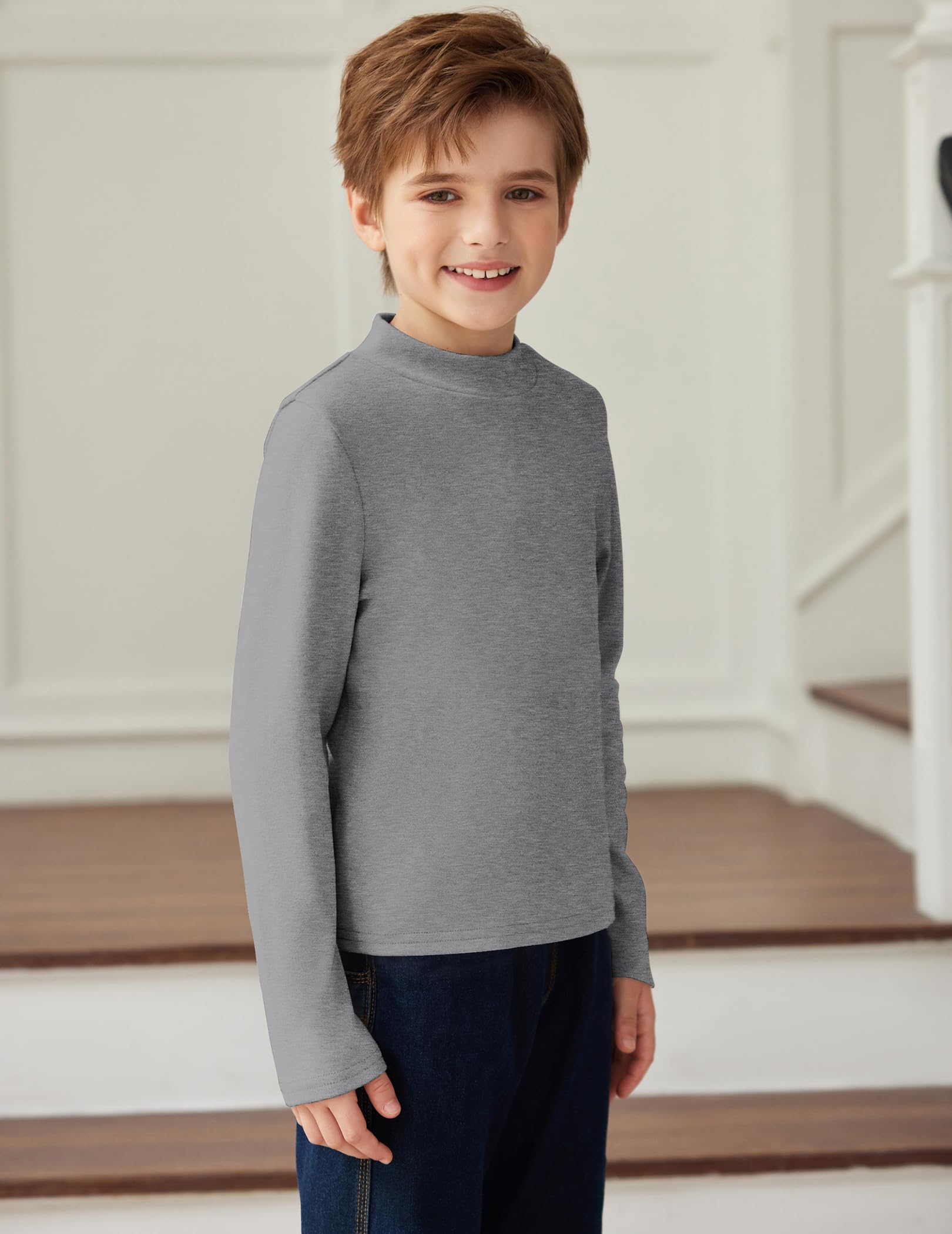 Arshiner Camiseta Interior térmica para niños de Manga Larga Cuello Alto 5-12 años
