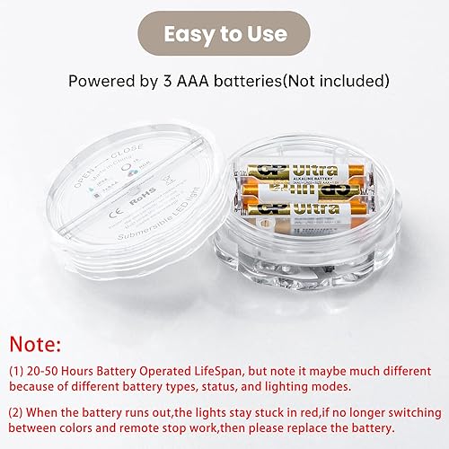 Miniatura 5 de Luces de tocador de baño inalámbricas, funciona con pilas, luz LED impermeable para ducha, spa, baño, sobre espejo, pared, techo, control remoto,