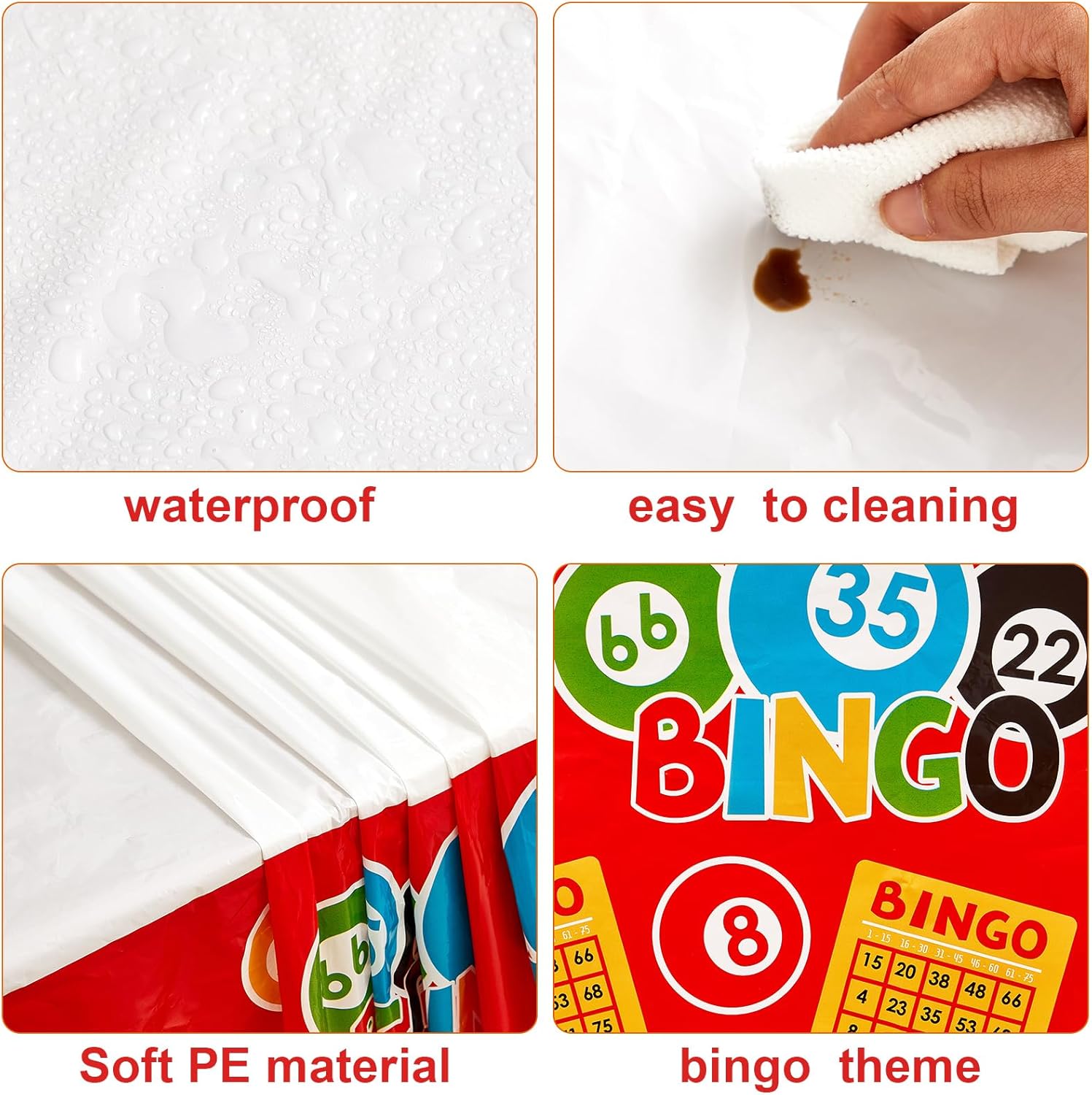 VitalCozy 12 Pcs 54"x108" Bingo Decorations Party Table Covers Large Bingo Disposable Tablecloth Casino Theme Party Supplies for Cards Parties Birthday Celebration Events Casino Game Decor
