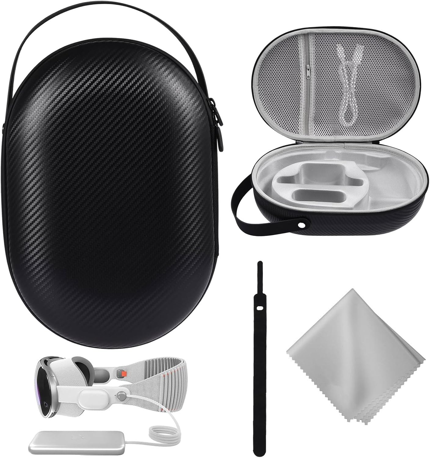 Hard Carrying Case for Apple Vision Pro, Anti-Fall Waterproof Portable Protector for Apple Vision Pro Case, Travel Storage Case Compatible with Apple Vision Pro VR Headset and Accessories H-Carbon Fiber Black