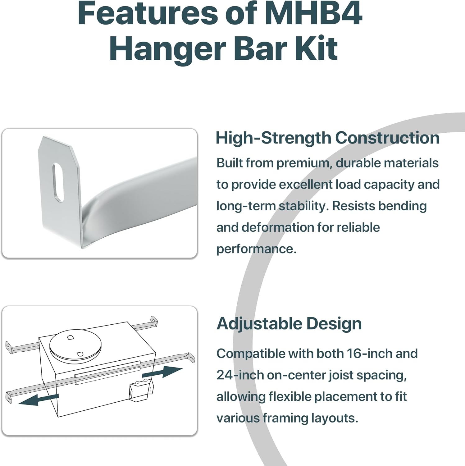 MHB4 Ventilation Fans Hanger Bar Kit for Broan-NuTone Invent Series Bath Exhaust Fans – Adjustable Exhaust Fan Mounting Bracket Set