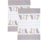 SPOTTED DOG GIFT COMPANY Tea Towels for Kitchen, Pack 2 pcs Dish Towels 100% Cotton Absorbent, 70 x 50cm, Cute Dog Themed Kitchen Accessories & Gifts for Dog Lovers