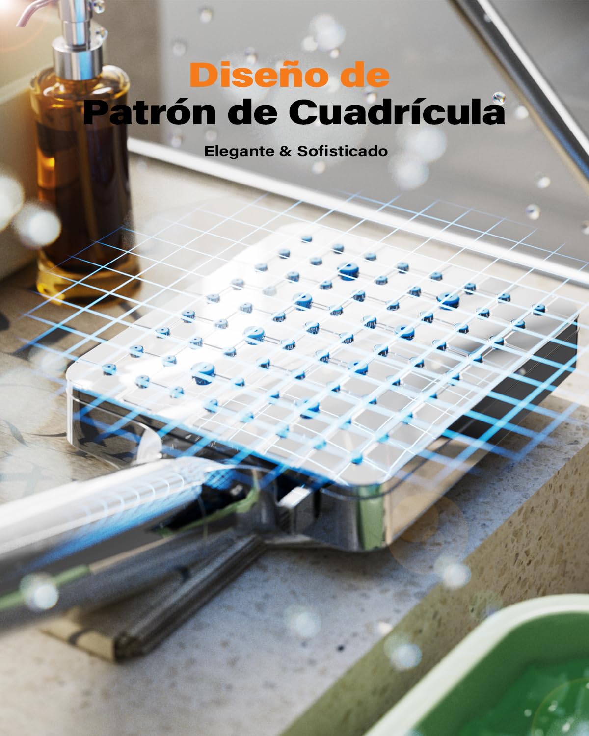 Cobbe Cabezal de ducha Cobbe con filtro, ducha de mano de alta presión con filtración de 20 capas, manguera de 1,5 m, 6 modos de rociado, cabezal de ducha cuadrado ahorrador de agua, cromado