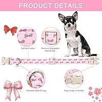 Vista 145 de Unique Style Paws - Collar rosa con hebilla de metal, duradero y lindo para perros pequeños a grandes