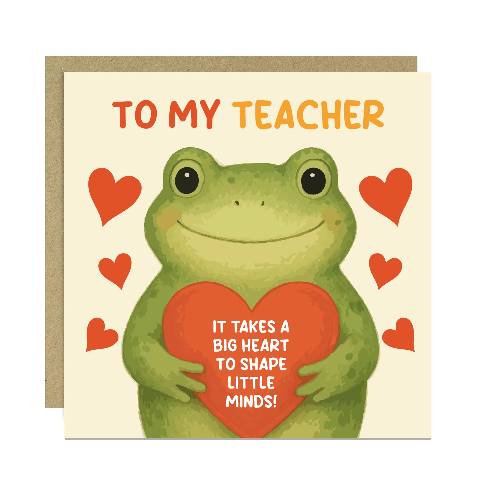 RED OCEAN Thank You Card For Teachers End of Term Leaving School Nursery Cards For School Teacher Card Students Kids 145x145mm With Kraft Envelope