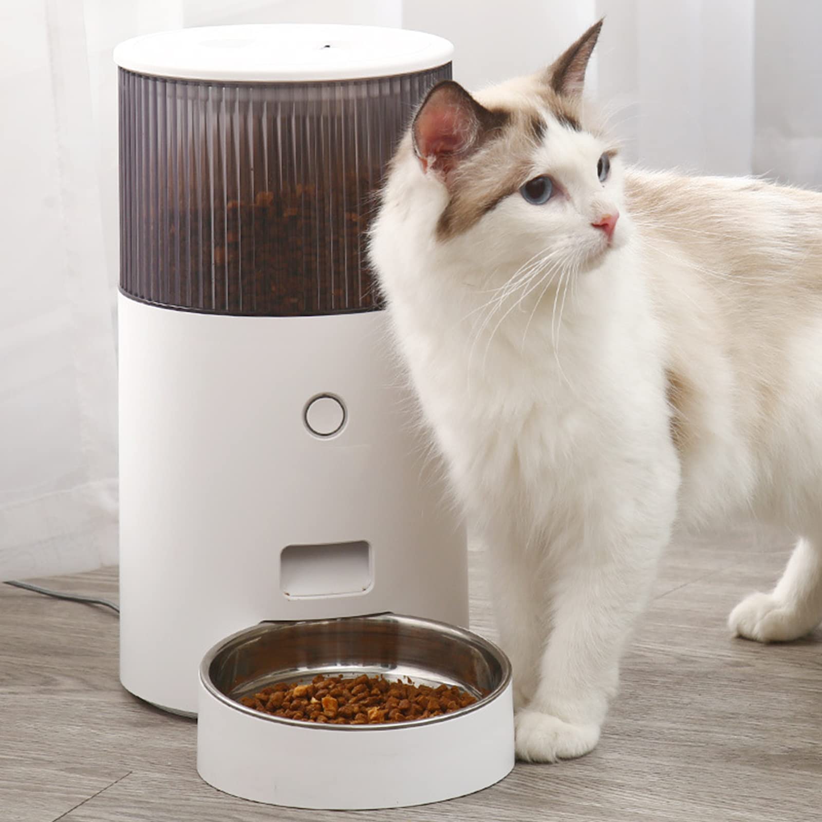 Distributore Automatico Wi-Fi di Cibo per Cani E Gatti 2,5L con Ciotola in Acciaio Inox 304,Alimentatore Automatico,Controllo Remoto da App, Fino A 5 Pasti al Giorno